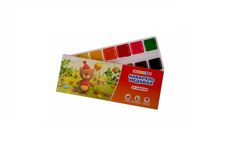 Honey Watercolour "Tsvetic", 14 colours, the cardboard cover