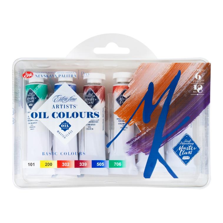 Oil colours set "Master Class", 6 colours in 18 ml tubes “Basic colours”