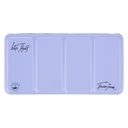 Watercolour tin box for 35 pans White Nights with palette, light blue