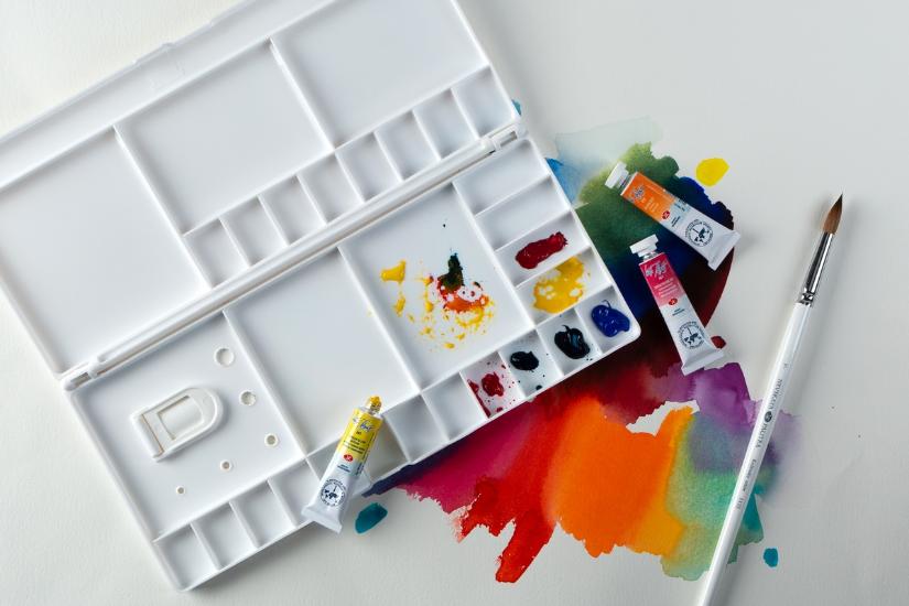 Watercolour palette with lid Sonnet, plastic, 30x14 cm, 29 cells
