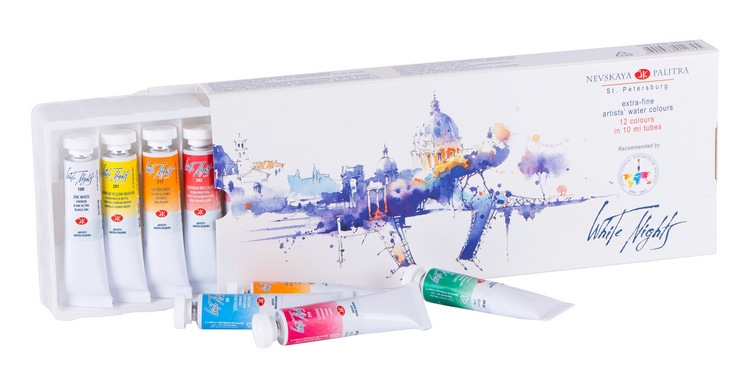 Watercolour set White Nights 12 tubes 10 ml IWS, carboard box