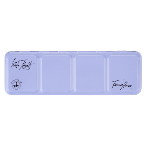 Watercolour tin box for 21 pans White Nights with palette, light blue