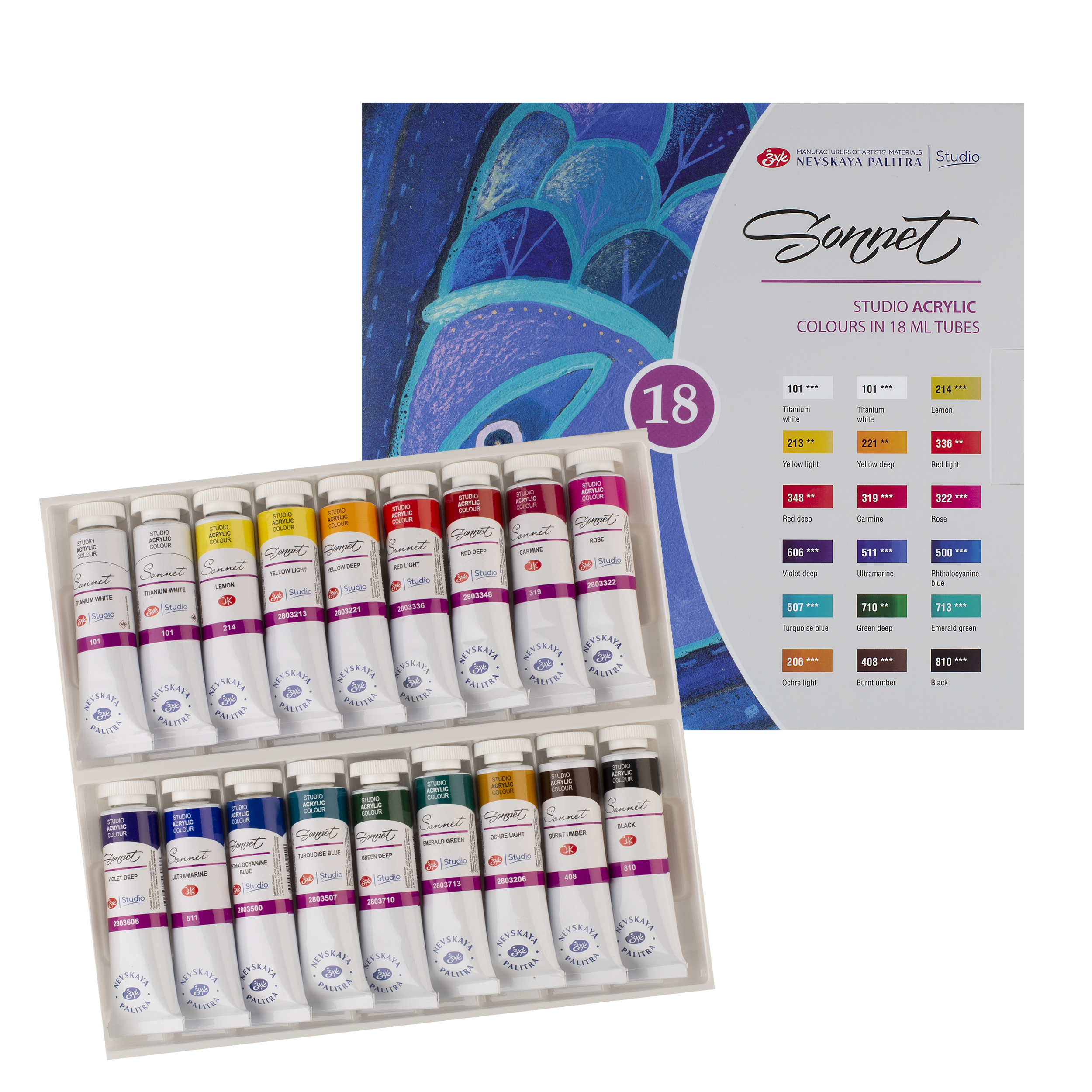 Acrylic colours set "Sonnet"  18 colours